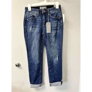 Wit & Wisdom Ab-Solution Girlfriend Jeans Distressed Cuffed Ankle Size 00‎